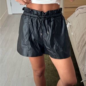 Revolve leather Women's Ruffle Waist Shorts